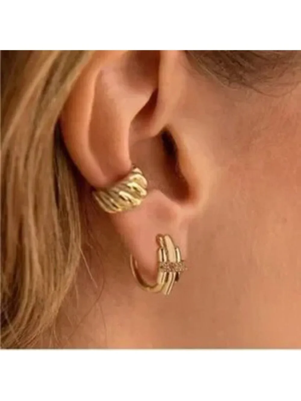 Gold 14k Gold Plated CZ Hoop Earrings